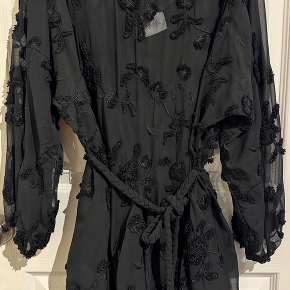 Anthropologie Black Floral Long Sleeve Dress - Picture 2 of 4